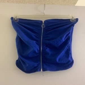 Fashion Nova Valentina Blue Tube Top with Zipper